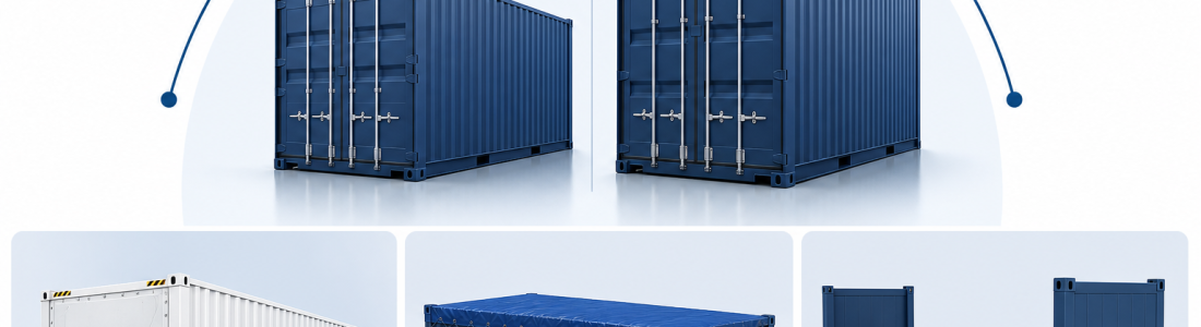 Tipos de contenedor: dry, high cube, reefer, open top y flat rack