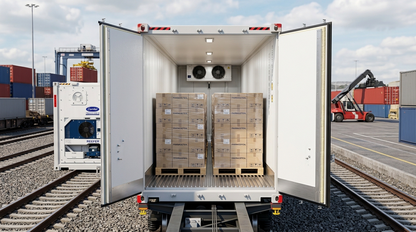 40' High Cube Reefer container dimensions and airflow ceiling loading layout